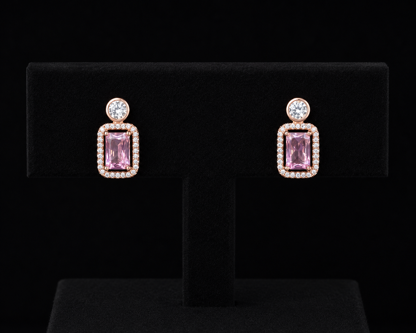 925 Silver Pink stone 2.18 gms Earing