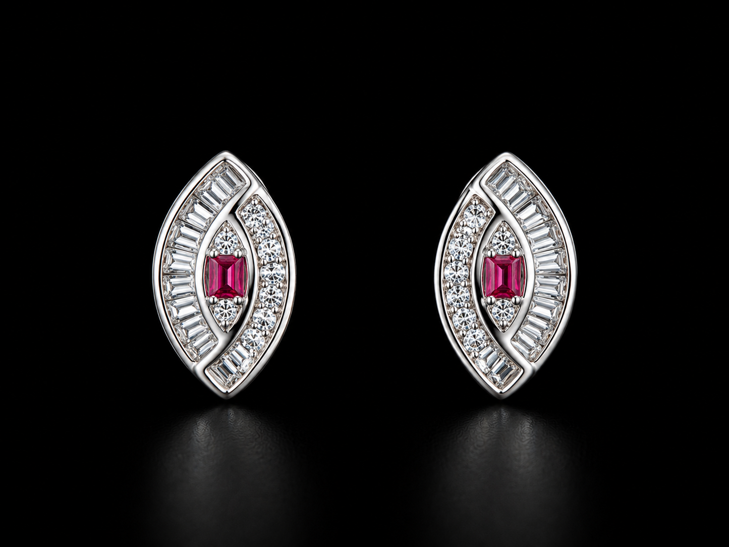 925 Silver Geometric design with red 2.4 gms Stud Earing