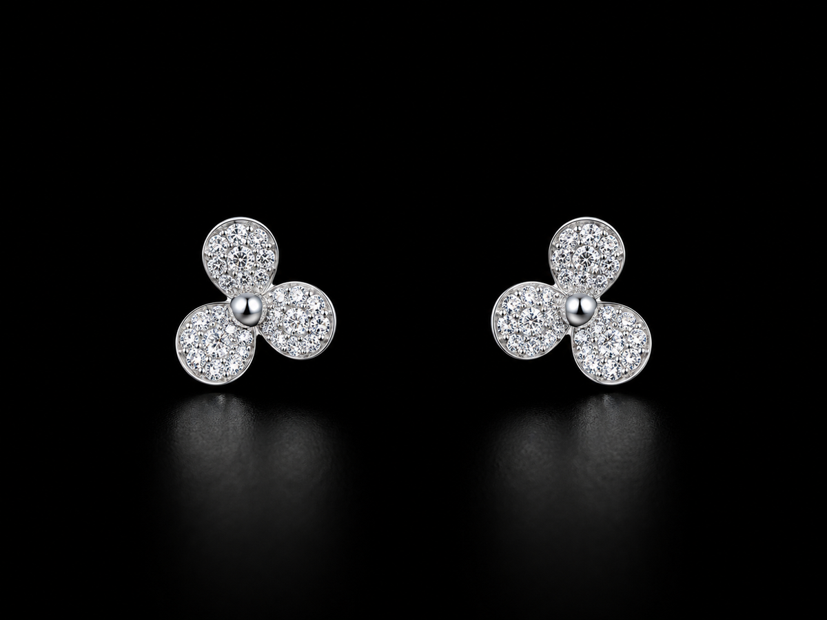 925 Silver 3 petal flower 1.700 gms Stud Earing