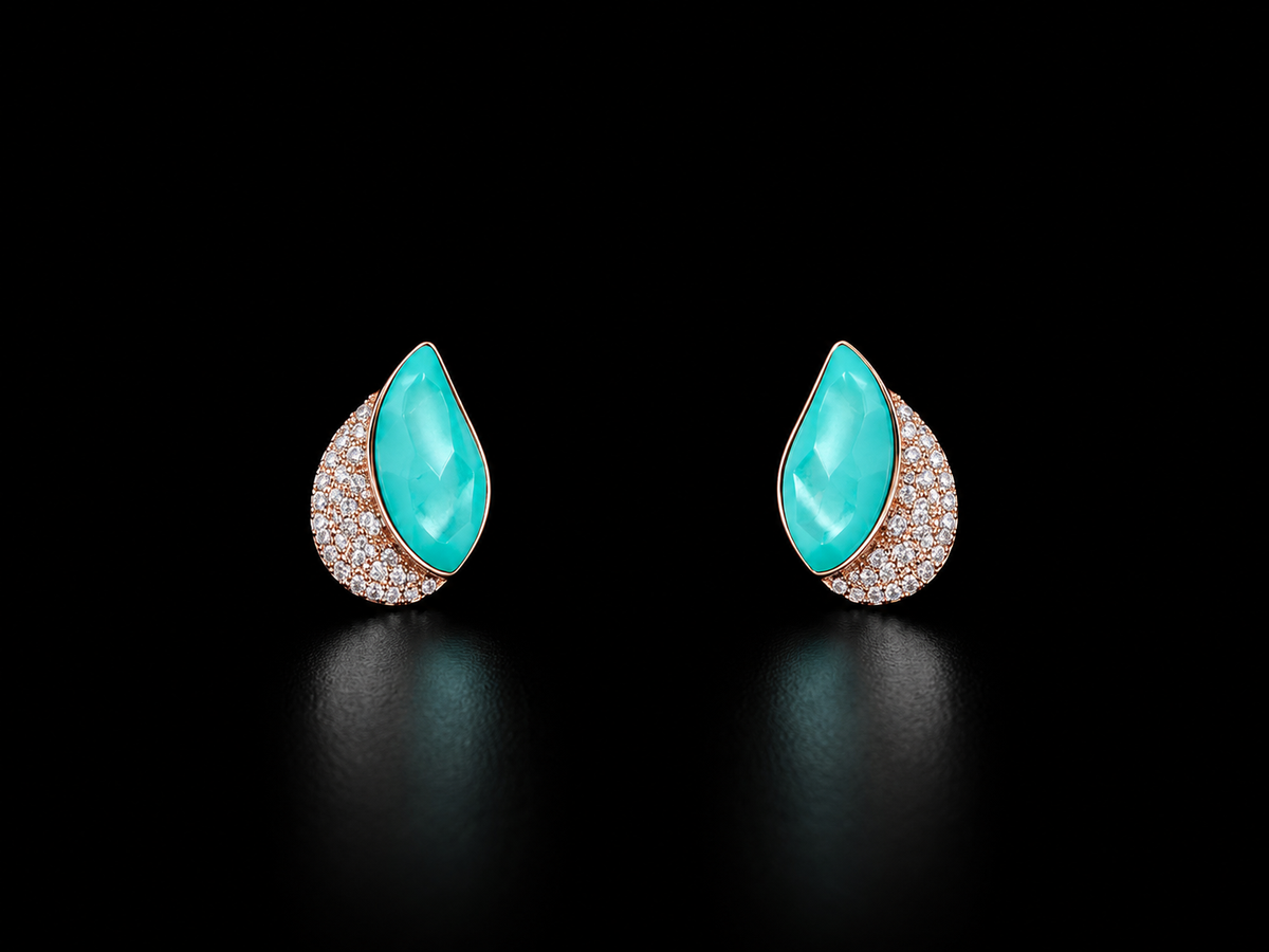 925 Silver Bluish Green drop kind 1.91 gms Stud earing