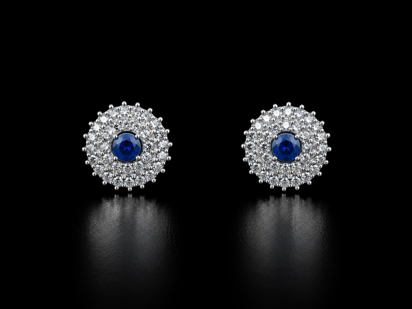 925 Silver Round with Blue Stud 3.23 gms Earing