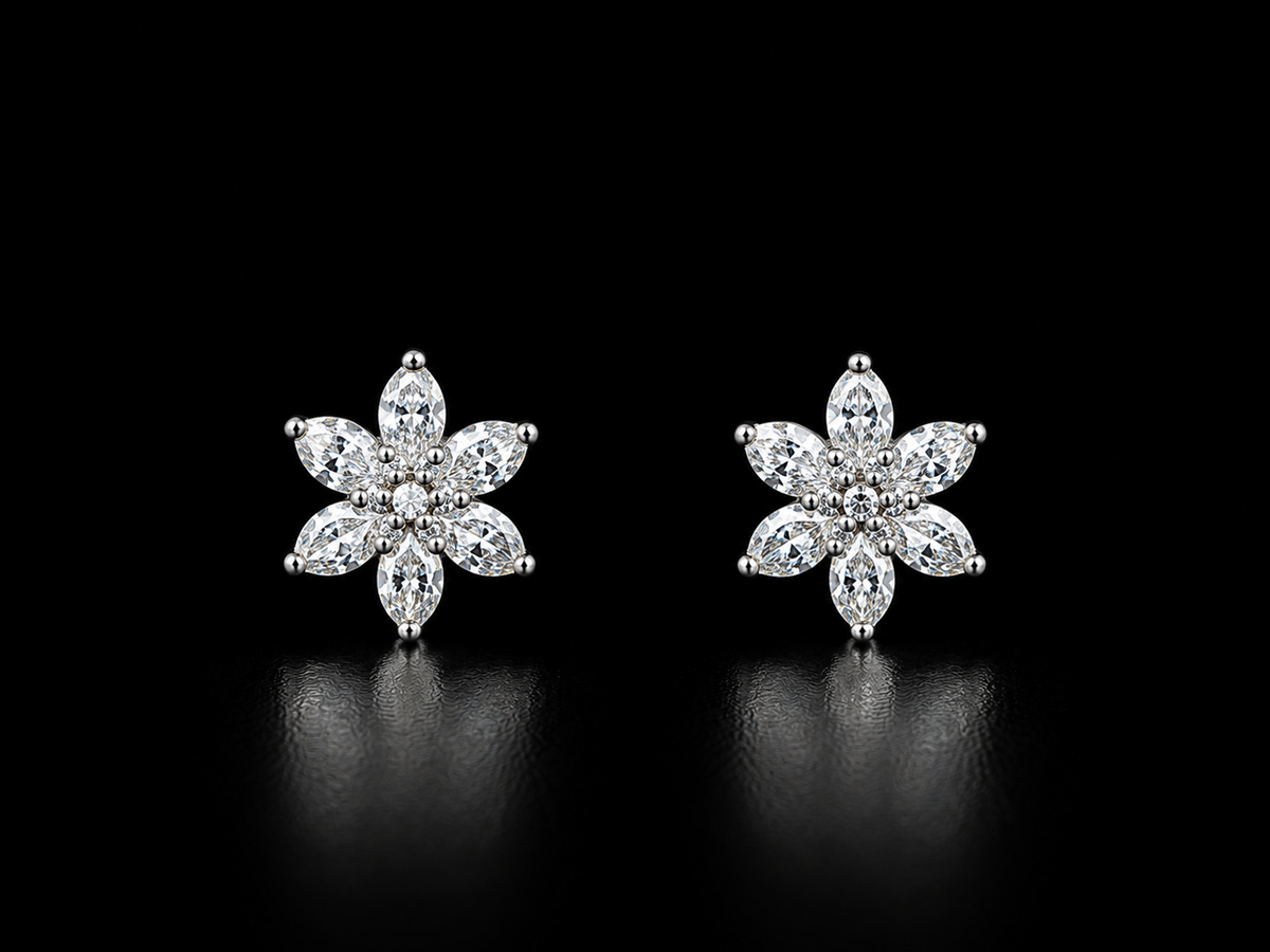 925 Silver 6 petal flower 1.120 gms Stud Earing