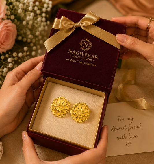 916 BIS Hallmark 22 kt Gold Floral2 Big size Earing