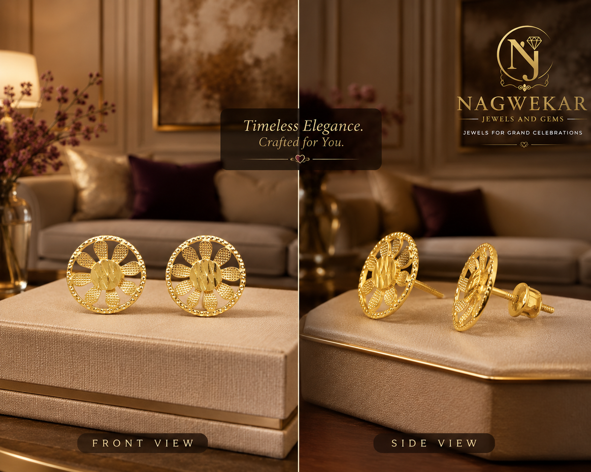 916 BIS Hallmark 22 kt Gold Floral Earing