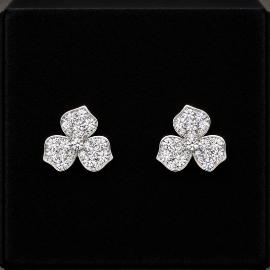 925 Silver 3 Petals flower 2.47 gms Stud Earing