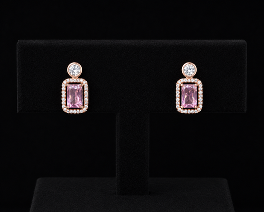 925 Silver Pink stone 2.18 gms Earing