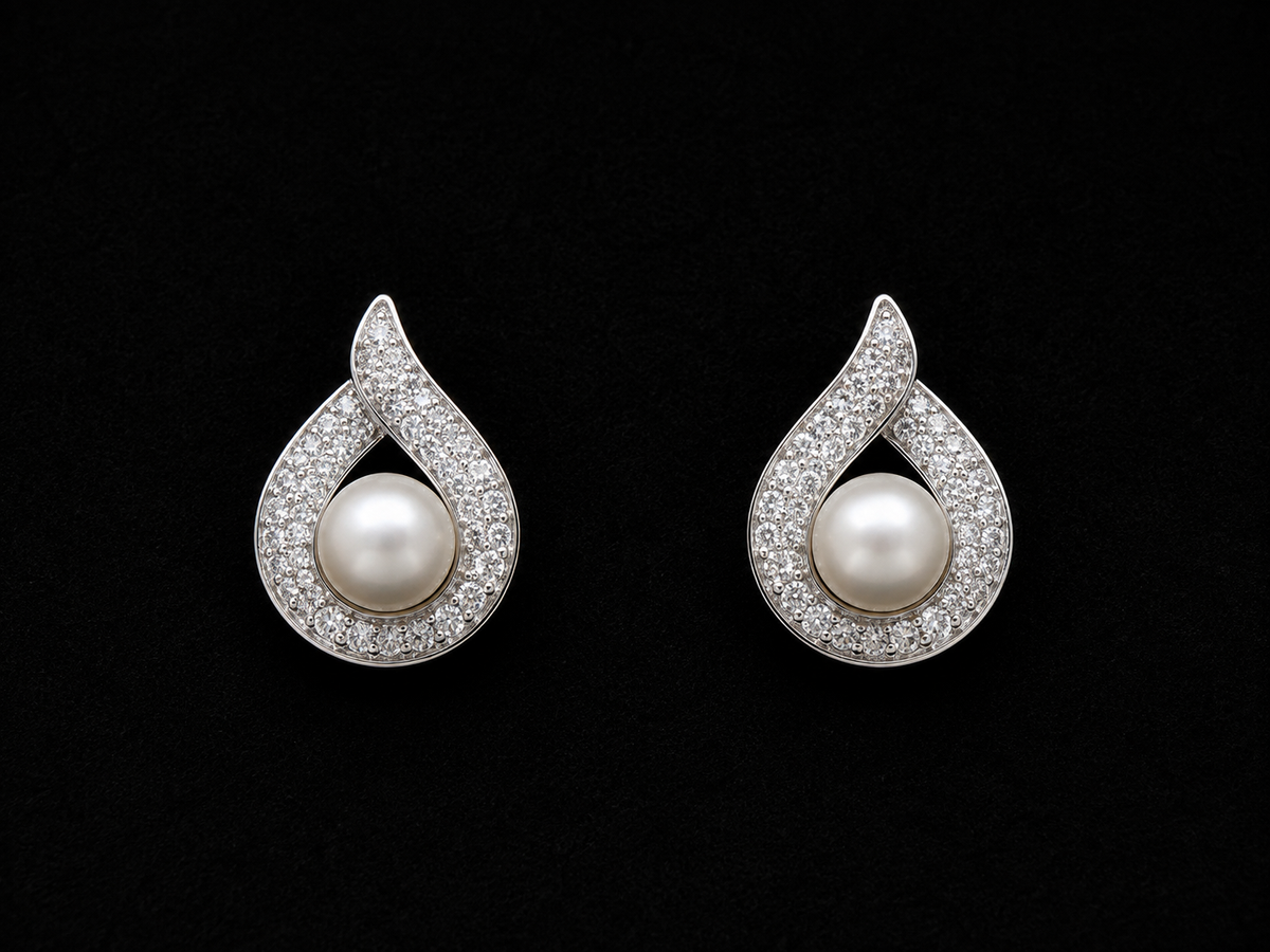 925 Silver Drop kind with pearl 2.42 gms Stud Earing