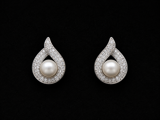 925 Silver Drop kind with pearl 2.42 gms Stud Earing