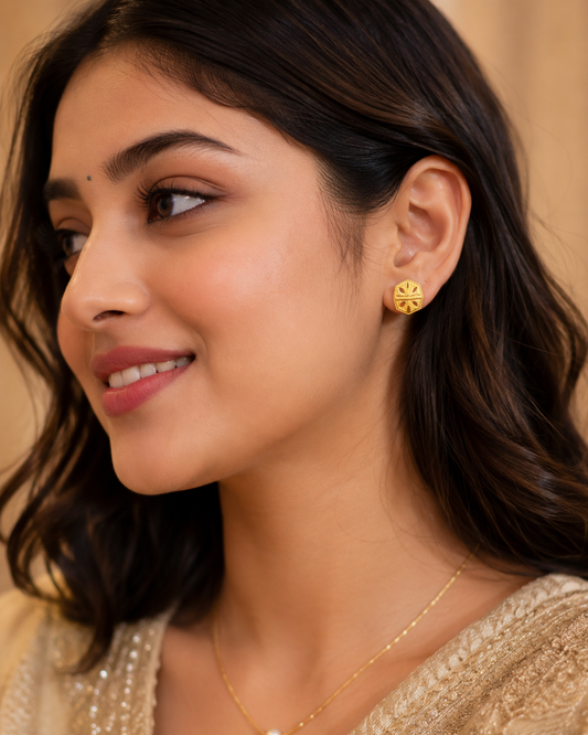 916  Hexagon shape Stud Earing