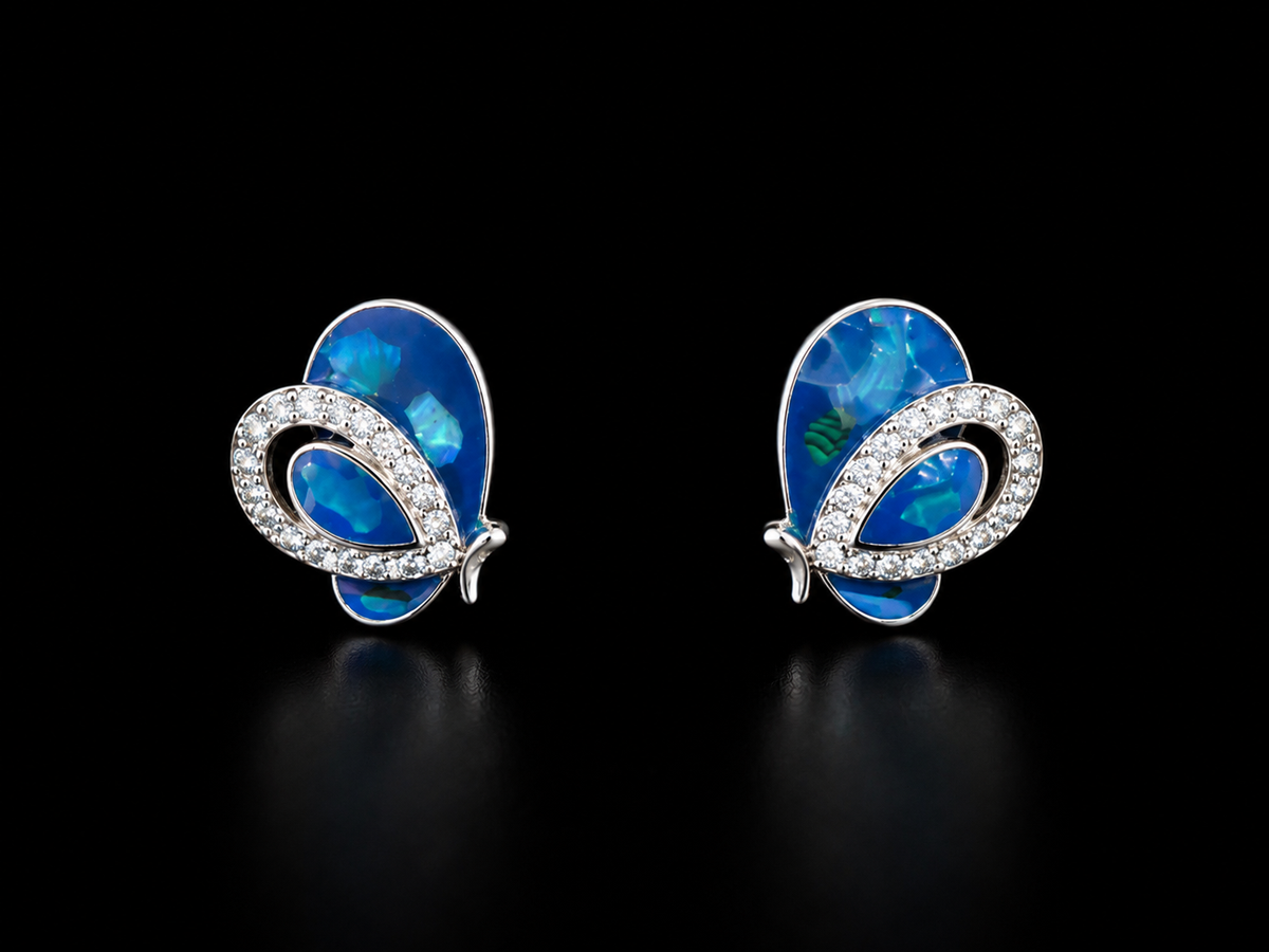 925 Silver Blue Butterfly 1.98 gms Stud Earing