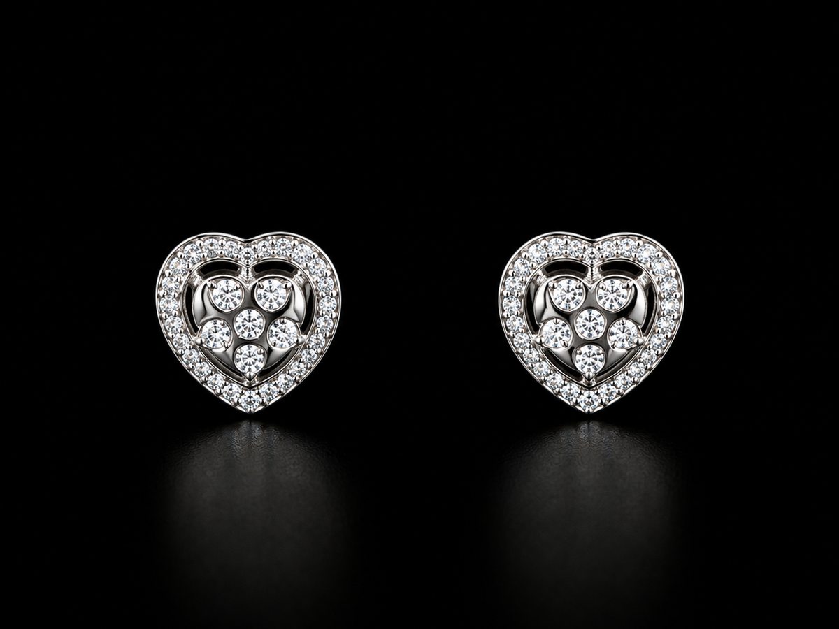 925 Silver Heart 2.00 gms Stud Earing