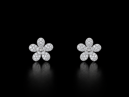 925 Silver Floral Stud 1.29 Gms Earing