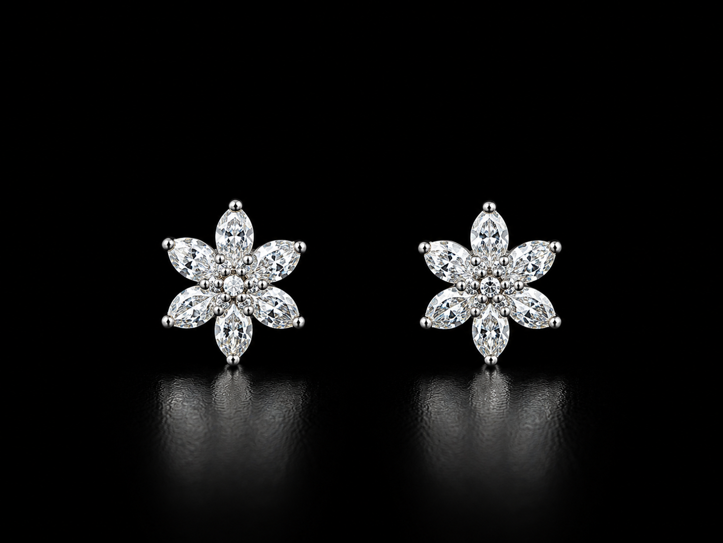 925 Silver 6 petal flower 1.120 gms Stud Earing