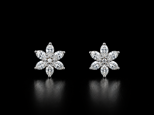 925 Silver 6 petal flower 1.120 gms Stud Earing
